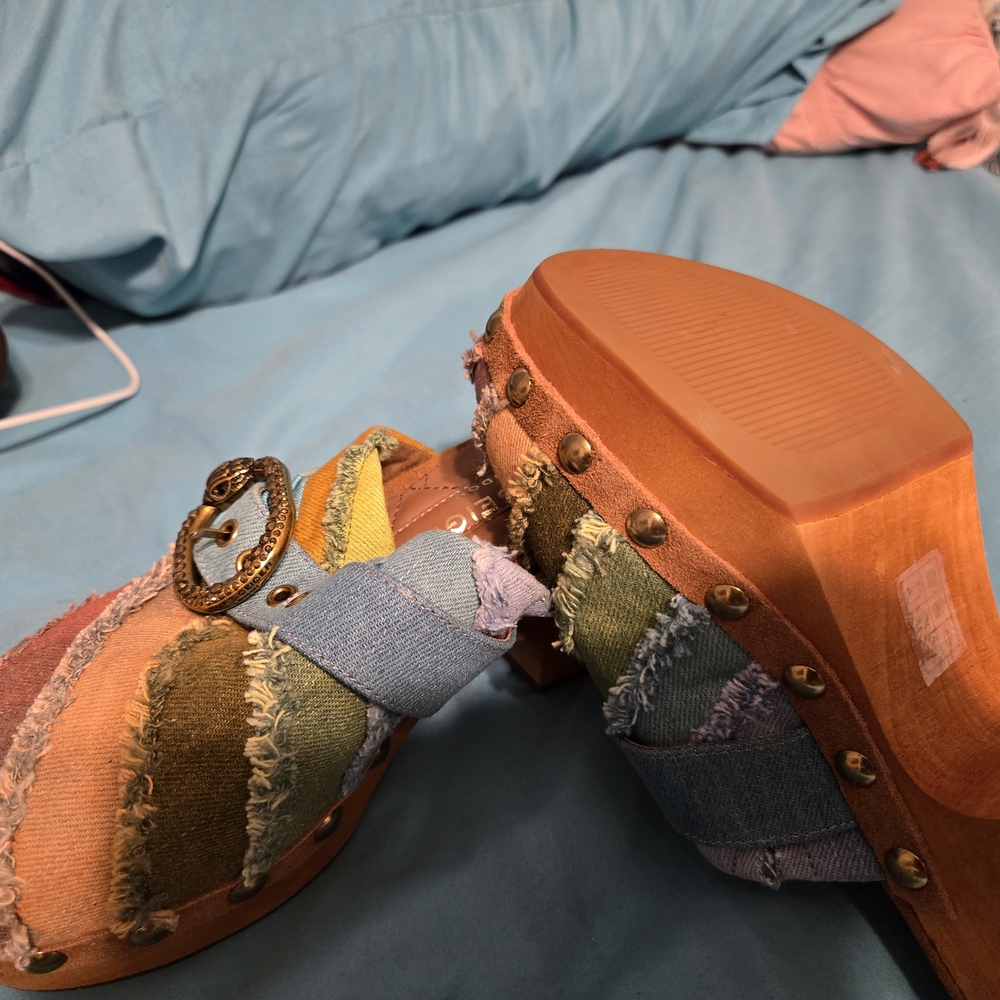 Patchwork Platform Sandals With Buckle - image 4